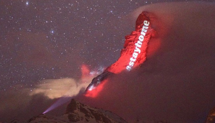 Gunung Matterhorn di Swiss Berikan Pesan Untuk Tetap di Rumah